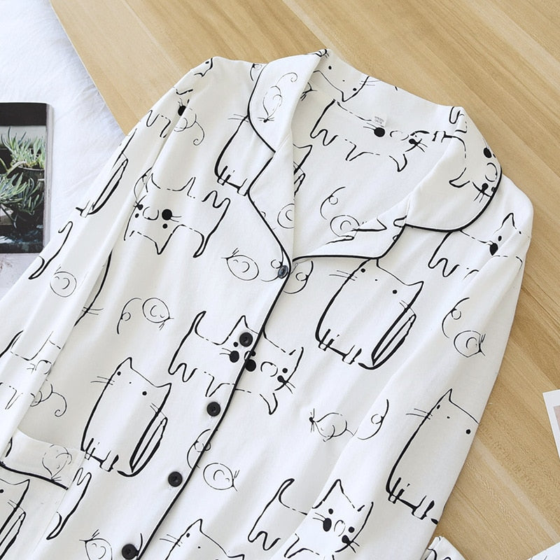 The Cat Printed Original Pajamas-Original Pajamas