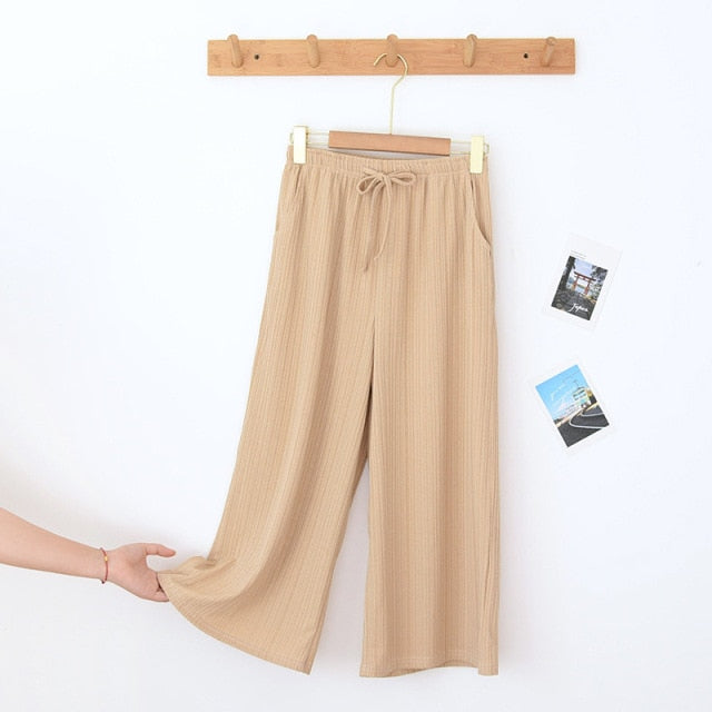 The Wide-Leg Polyester Cropped Comfy Original Pajamas-Original Pajamas