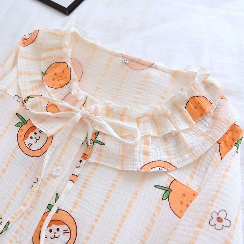 The Cute Cartoon Orange Cat Pajama Set Original Pajamas-Original Pajamas