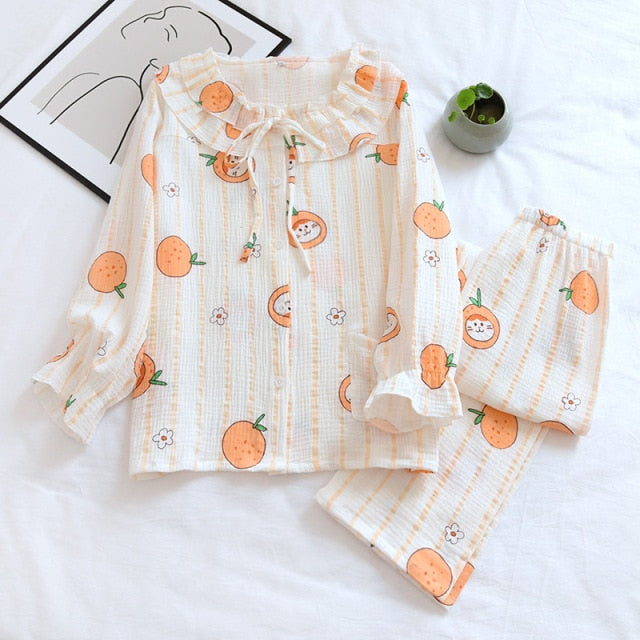 The Cute Cartoon Orange Cat Pajama Set Original Pajamas-Original Pajamas