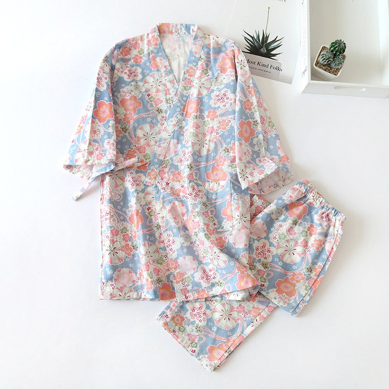 The Cute Cotton Kimono Pajama Set Cool Sleepwear-Original Pajamas