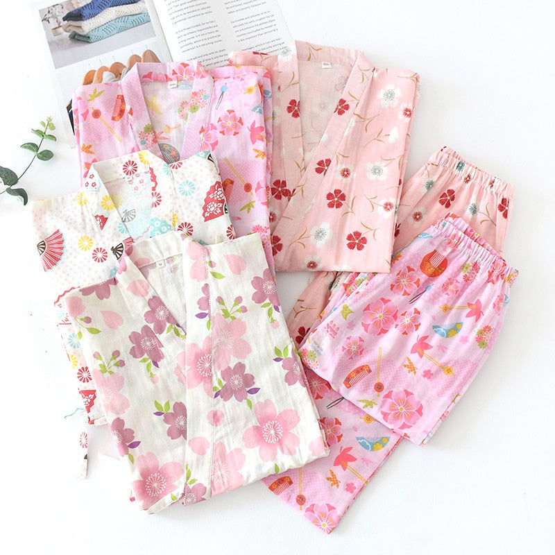 The Cute Cotton Kimono Pajama Set Cool Sleepwear-Original Pajamas