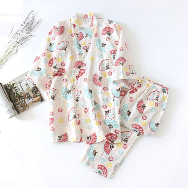The Cute Cotton Kimono Pajama Set Cool Sleepwear-Original Pajamas