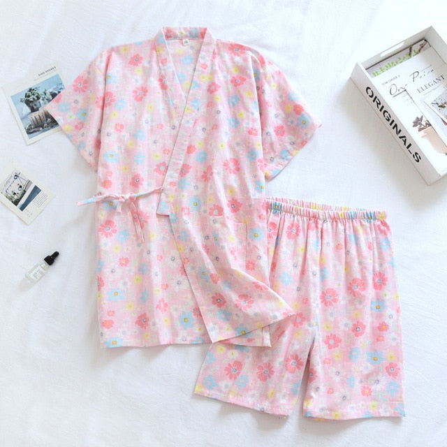 The Cute Cotton Kimono Pajama Set Cool Sleepwear-Original Pajamas