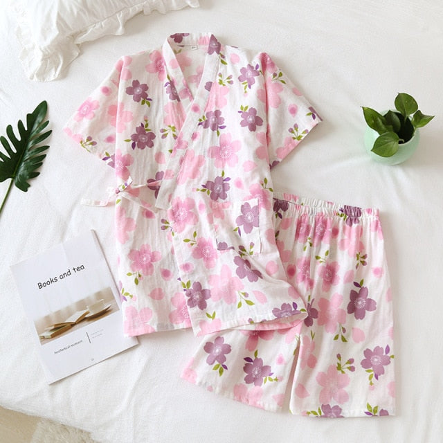The Cute Cotton Kimono Pajama Set Cool Sleepwear-Original Pajamas