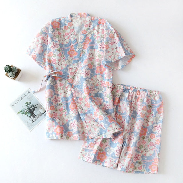 The Cute Cotton Kimono Pajama Set Cool Sleepwear-Original Pajamas