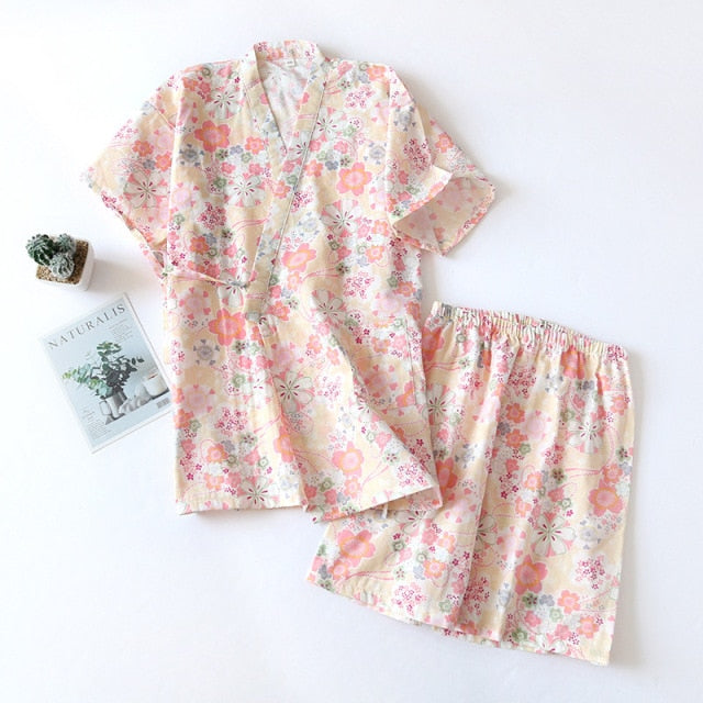 The Cute Cotton Kimono Pajama Set Cool Sleepwear-Original Pajamas
