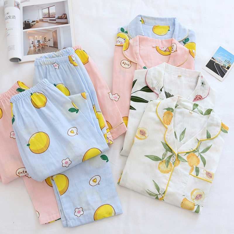 The Fresh Gauze Vibrant Female 3 Piece Original Pajamas-Original Pajamas