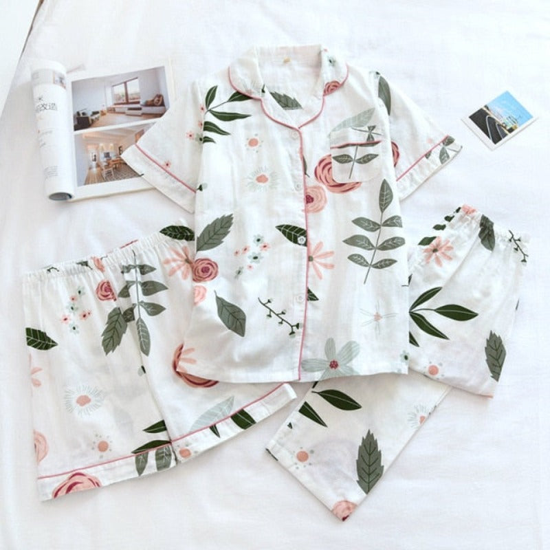 The Fresh Gauze Vibrant Female 3 Piece Original Pajamas-Original Pajamas