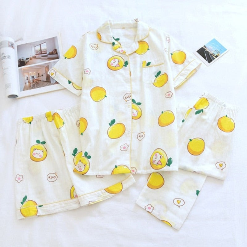 The Fresh Gauze Vibrant Female 3 Piece Original Pajamas-Original Pajamas