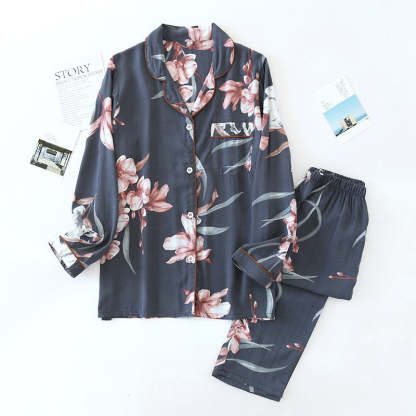 The Floral Chest Pocketed Pajama Set Original Pajamas-Original Pajamas