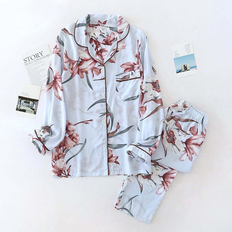 The Floral Chest Pocketed Pajama Set Original Pajamas-Original Pajamas