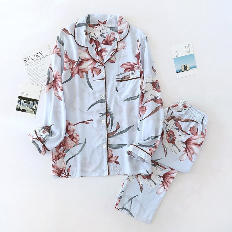 The Floral Chest Pocketed Pajama Set Original Pajamas-Original Pajamas