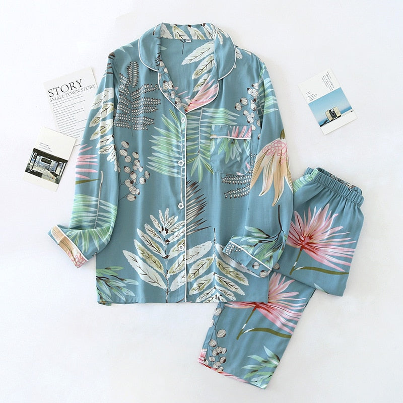 The Floral Chest Pocketed Pajama Set Original Pajamas-Original Pajamas