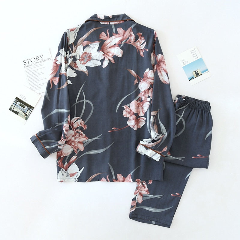 The Floral Chest Pocketed Pajama Set Original Pajamas-Original Pajamas