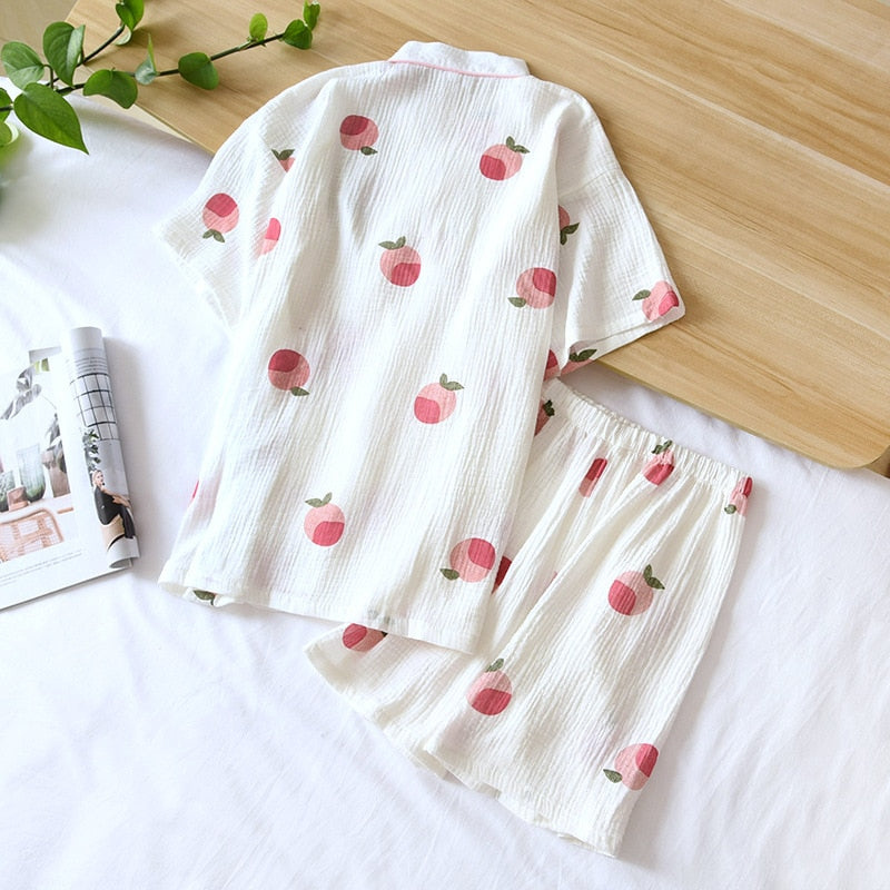 The Peach Fruity 2 Piece Pajama Set Women's Cute Cotton Sleepwear-Original Pajamas