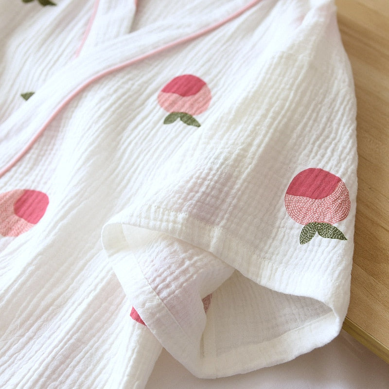 The Peach Fruity 2 Piece Pajama Set Women's Cute Cotton Sleepwear-Original Pajamas