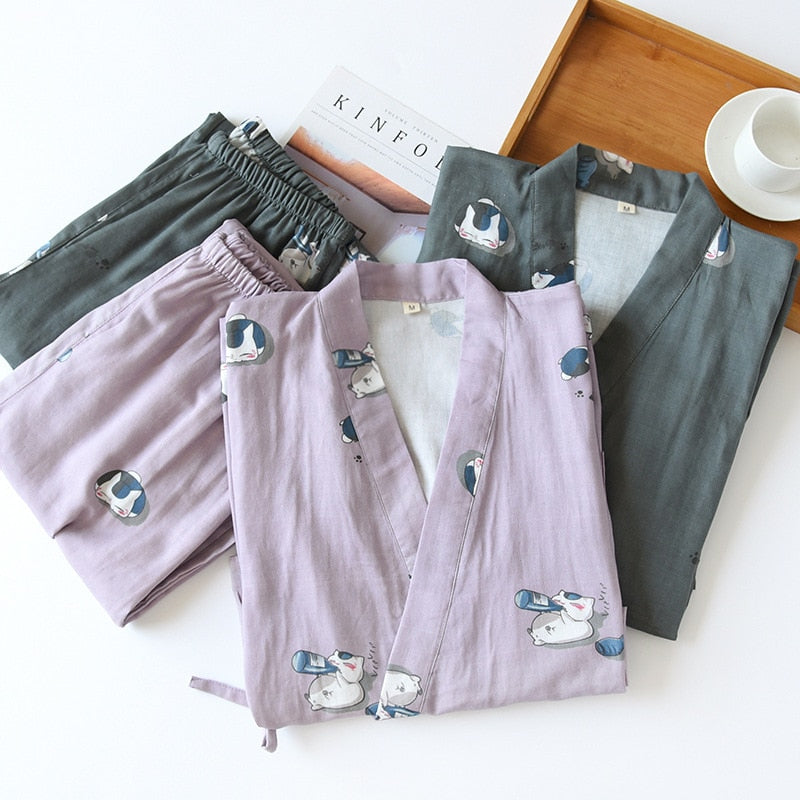 The Cute Kitten Kimono Set Original Pajamas-Original Pajamas