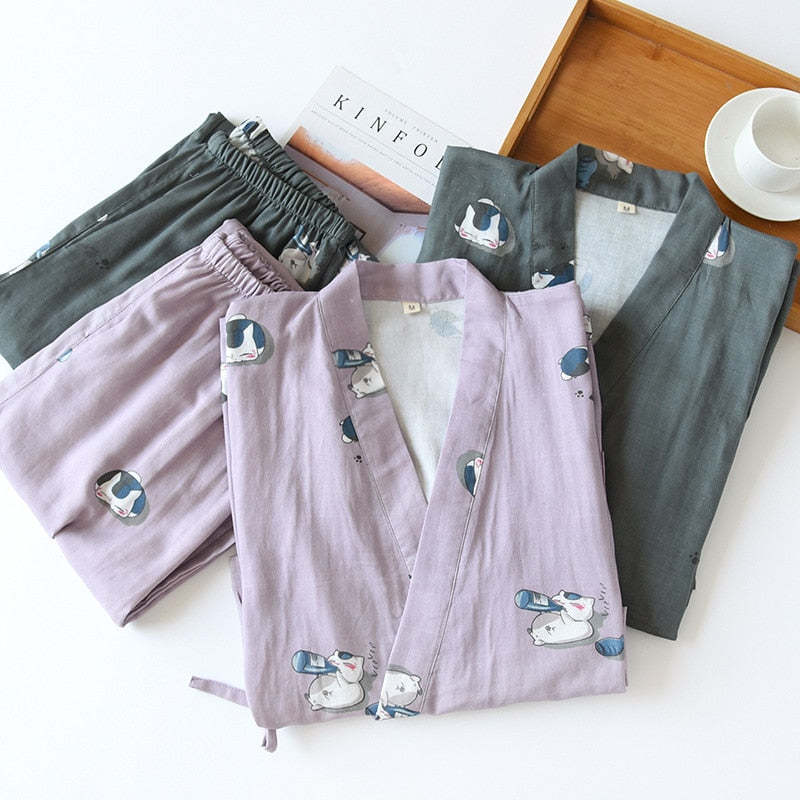 The Cute Kitten Kimono Set Original Pajamas-Original Pajamas