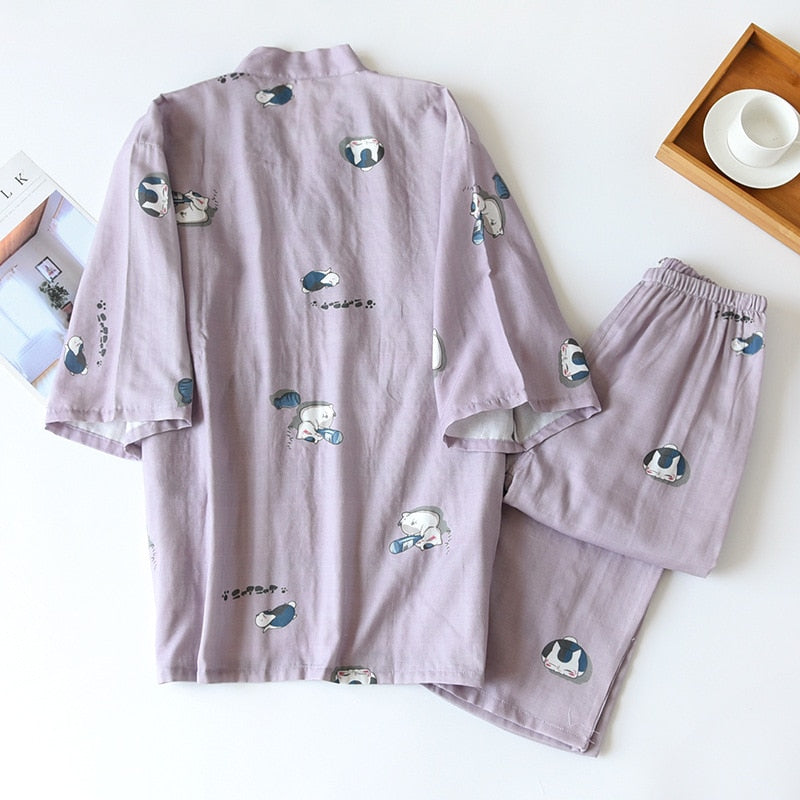 The Cute Kitten Kimono Set Original Pajamas-Original Pajamas