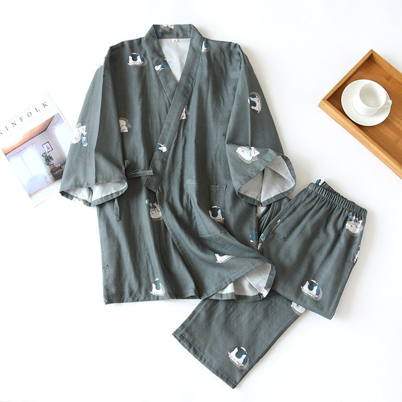 The Cute Kitten Kimono Set Original Pajamas-Original Pajamas