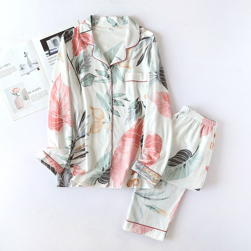 The White Floral Print Pajama Set Original pajamas-Original Pajamas
