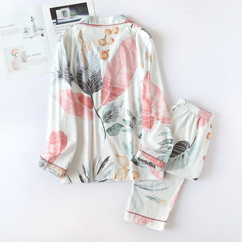 The White Floral Print Pajama Set Original pajamas-Original Pajamas