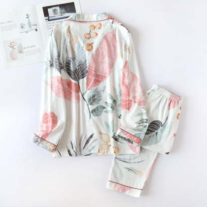 The White Floral Print Pajama Set Original pajamas-Original Pajamas