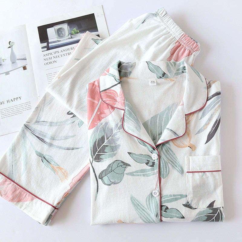 The White Floral Print Pajama Set Original pajamas-Original Pajamas