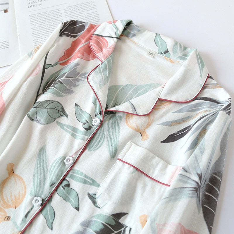 The White Floral Print Pajama Set Original pajamas-Original Pajamas