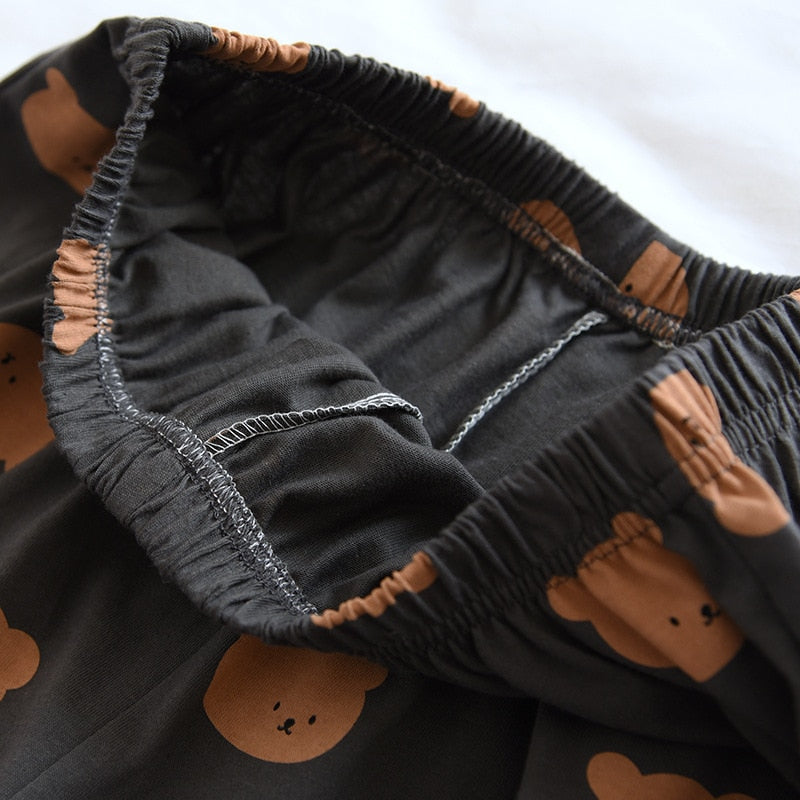 The Cartoon Bear Print Shorts Pajama Set Original Pajamas-Original Pajamas