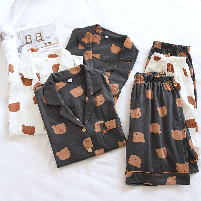 The Cartoon Bear Print Shorts Pajama Set Original Pajamas-Original Pajamas