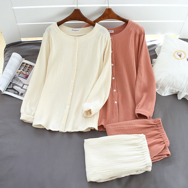 The Buttoned Long Sleeve Pajama Set 2 Piece Pajamas-Original Pajamas