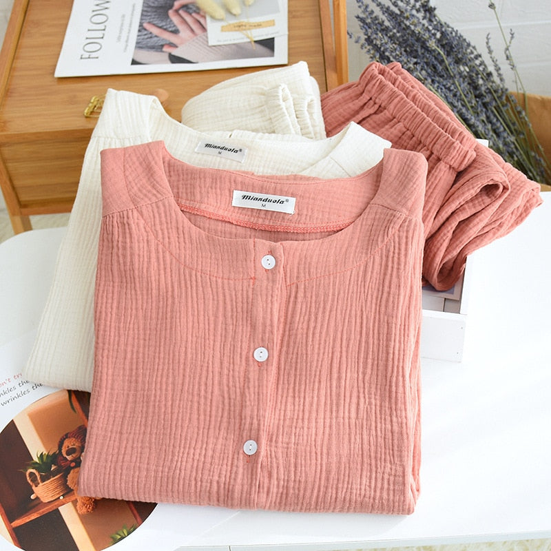 The Buttoned Long Sleeve Pajama Set 2 Piece Pajamas-Original Pajamas