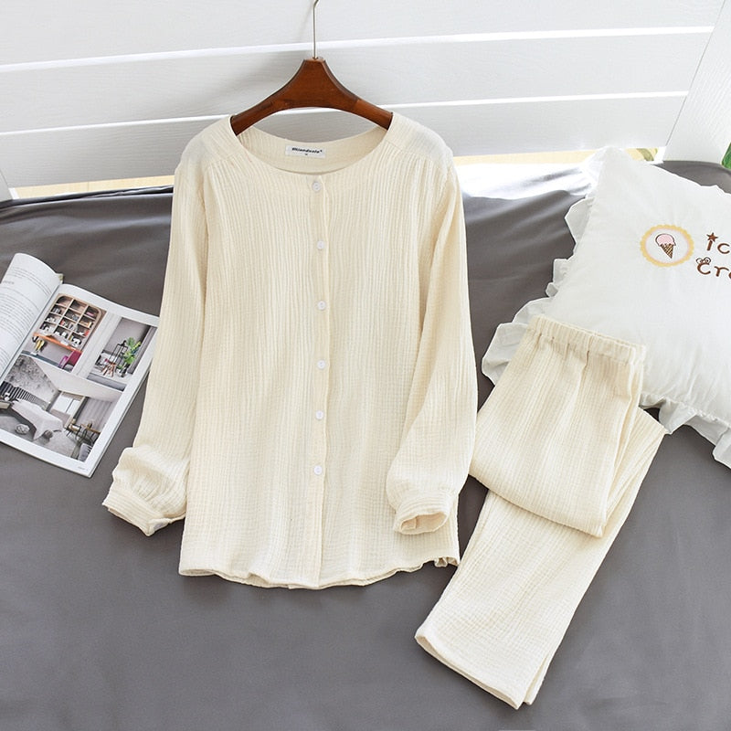 The Buttoned Long Sleeve Pajama Set 2 Piece Pajamas-Original Pajamas