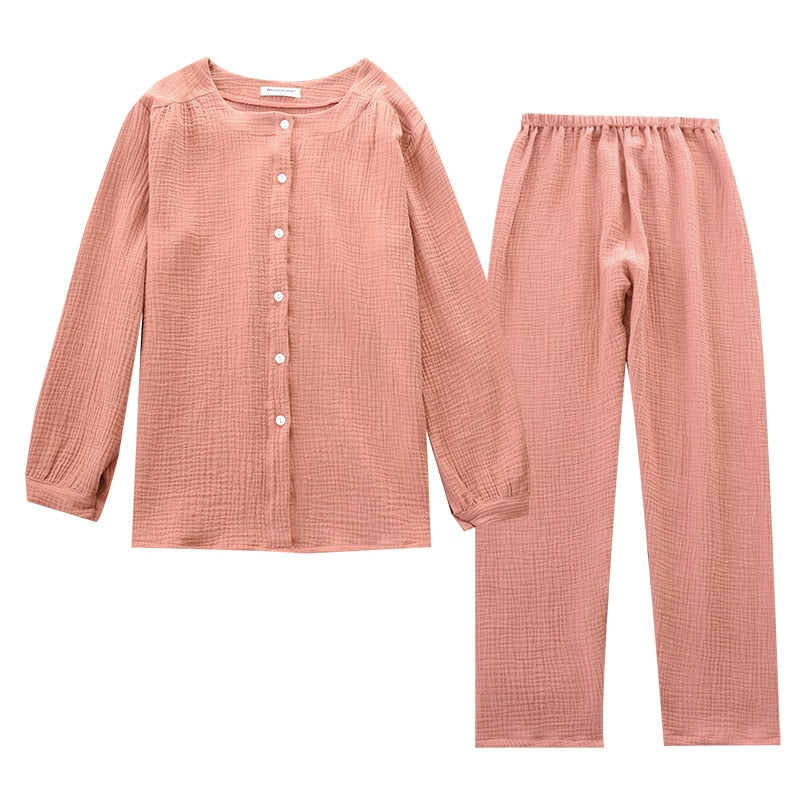 The Buttoned Long Sleeve Pajama Set 2 Piece Pajamas-Original Pajamas