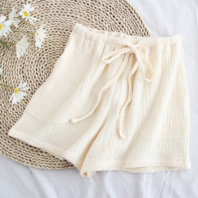 The Cute Solid Cotton Drawstring Pajama Shorts Original Pajamas-Original Pajamas