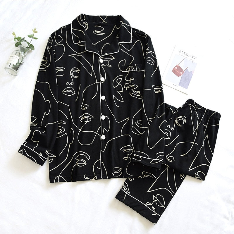 The Black Abstract Pajama Set Original Pajamas-Original Pajamas