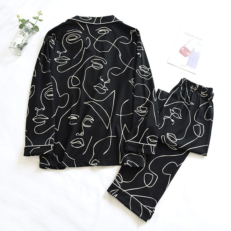 The Black Abstract Pajama Set Original Pajamas-Original Pajamas