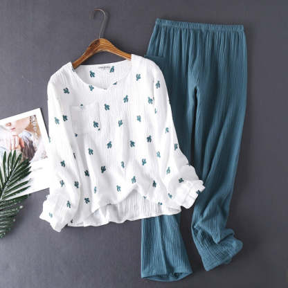 The Cactus Printed 2 Piece Long Pajama Set Cotton Sleepwear-Original Pajamas