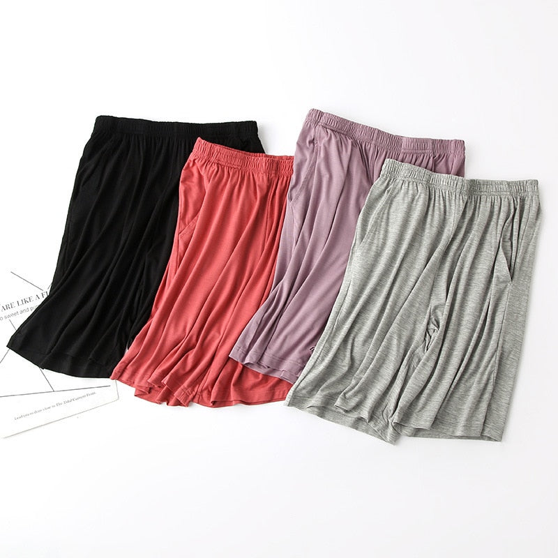 The Solid Knee Length Pocket Pants Breathable Pajamas-Original Pajamas
