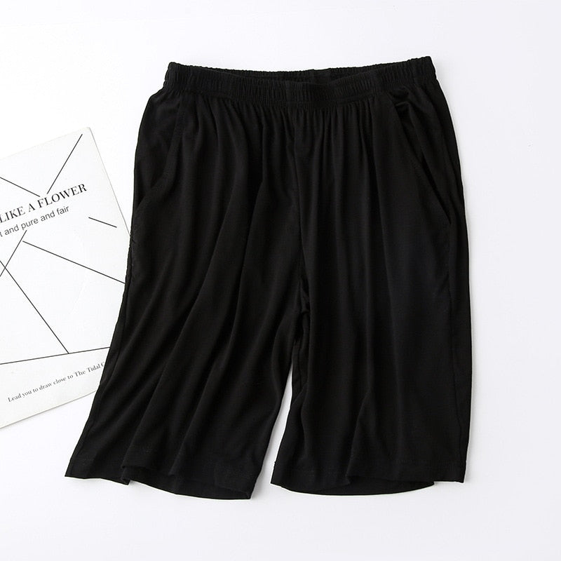 The Solid Knee Length Pocket Pants Breathable Pajamas-Original Pajamas