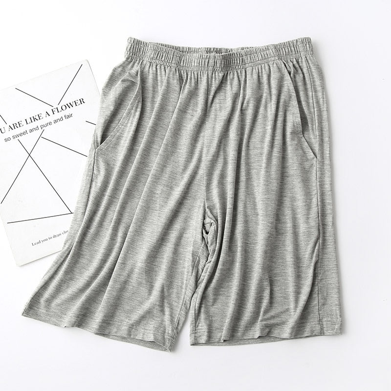 The Solid Knee Length Pocket Pants Breathable Pajamas-Original Pajamas