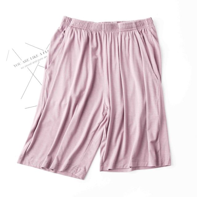 The Solid Knee Length Pocket Pants Breathable Pajamas-Original Pajamas