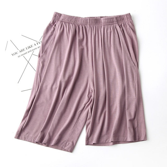 The Solid Knee Length Pocket Pants Breathable Pajamas-Original Pajamas