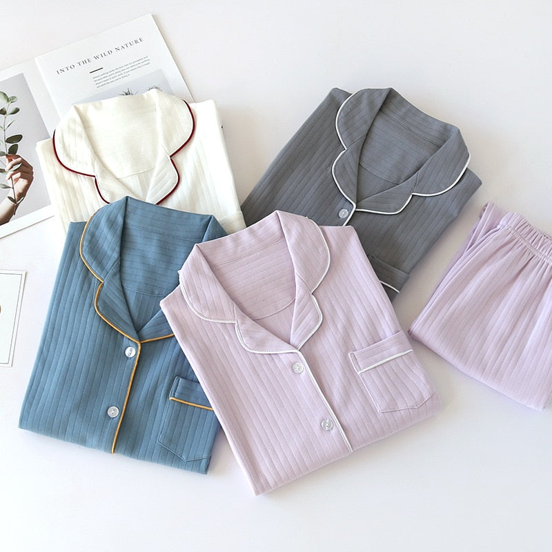 The Solid Ripped Long Pajama Set Original Pajamas-Original Pajamas