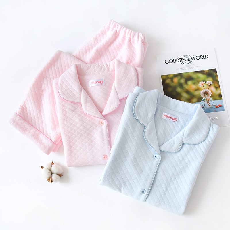 The Solid Cotton Knitted Pajama Set Original Pajamas-Original Pajamas