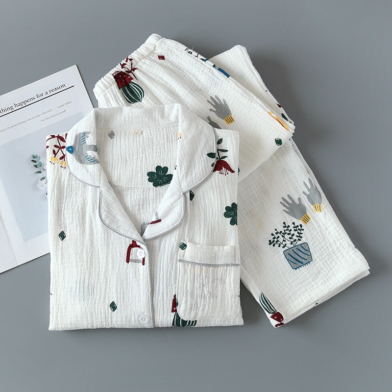 The White Ruched Cactus Original Pajamas-Original Pajamas
