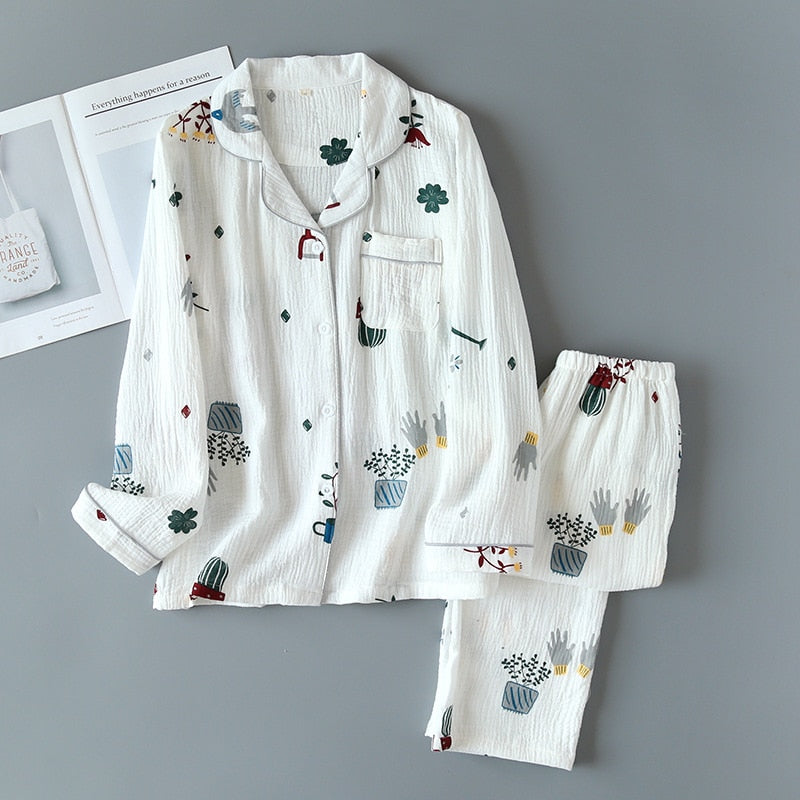 The White Ruched Cactus Original Pajamas-Original Pajamas