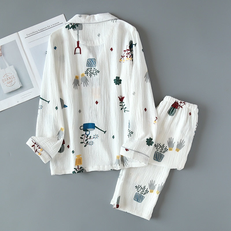 The White Ruched Cactus Original Pajamas-Original Pajamas